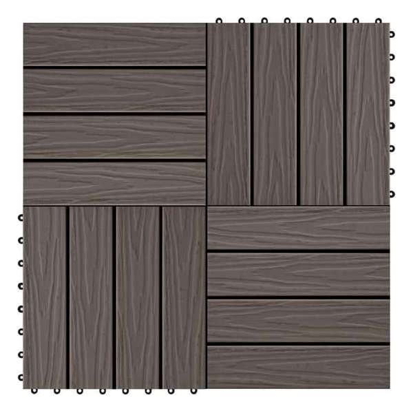 vidaXL Terrastegels diep reliëf 30x30 cm 1 m² HKC donkerbruin 11 st vidaXL Terrastegels diep reliëf 30x30 cm 1 m² HKC donkerbruin 11 st