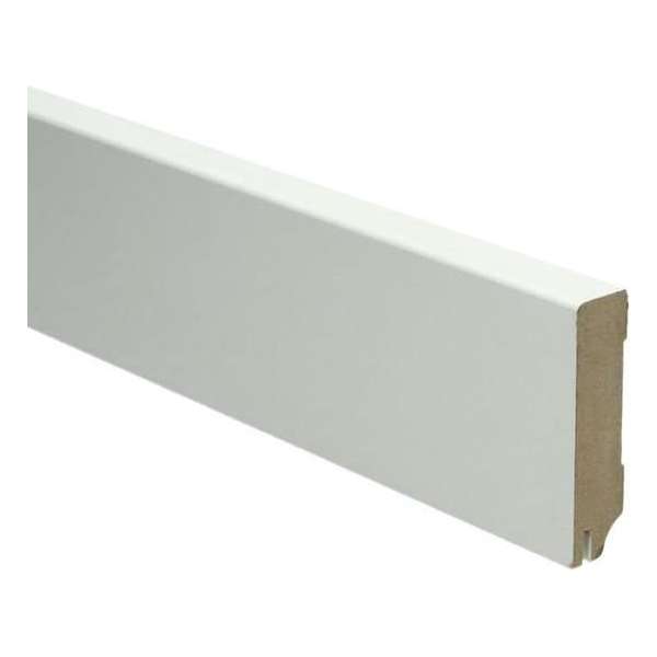 Hoge plinten - MDF - Moderne plint 70x18 mm - Uitsparing - Wit - Voorgelakt - RAL 9010 - Per stuk 2,4m Hoge plinten - MDF - Moderne plint 70x18 mm - Uitsparing - Wit - Voorgelakt - RAL 9010 - Per stuk 2,4m