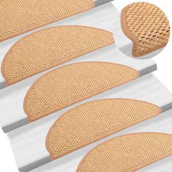 vidaXL Trapmatten zelfklevend 15 st sisal-look 65x25 cm oranje