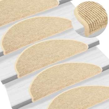 vidaXL Trapmatten zelfklevend 15 st sisal-look 65x25 cm beige