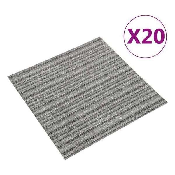 vidaXL Tapijttegels 20 st 5 m² 50x50 cm gestreept grijs vidaXL Tapijttegels 20 st 5 m² 50x50 cm gestreept grijs