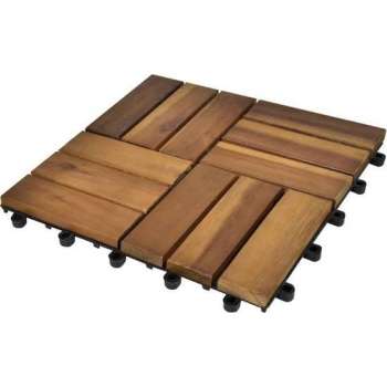 Terrastegels - Acaciahout en kunststof - 30 x 30 cm - 10 stuks