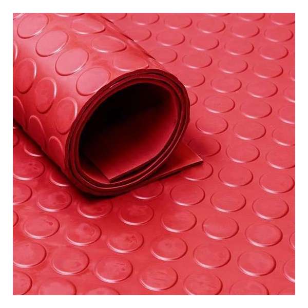 Rubber loper per meter bestelbaar - rubbermat op rol Noppen 3mm rood - Breedte 120 cm - Geurloos Rubber loper per meter bestelbaar - rubbermat op rol Noppen 3mm rood - Breedte 120 cm - Geurloos