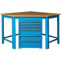 Datona® Hoekwerkbank - MDF blad - blauw + gereedschapskast - Blauw