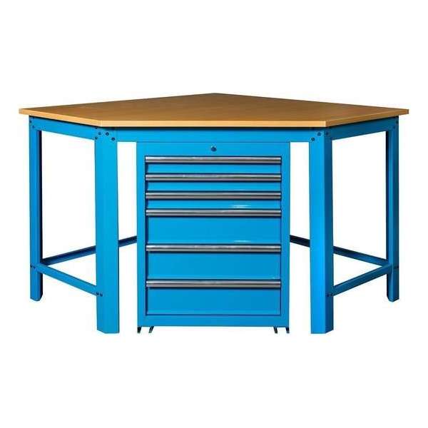 Datona® Hoekwerkbank - MDF blad - blauw + gereedschapskast - Blauw Datona® Hoekwerkbank - MDF blad - blauw + gereedschapskast - Blauw