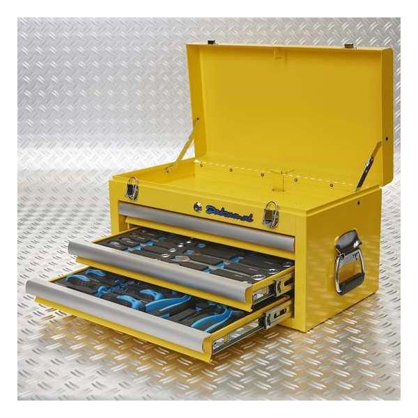 Datona® Gereedschapskist drie lades - 2 lades gevuld - Geel Datona® Gereedschapskist drie lades - 2 lades gevuld - Geel