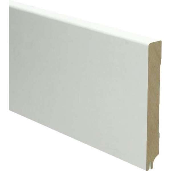 Hoge plinten - MDF - Moderne plint 120x15 mm - Wit - Voorgelakt - RAL 9010 - Geluiddempend- Per stuk 2,4m Hoge plinten - MDF - Moderne plint 120x15 mm - Wit - Voorgelakt - RAL 9010 - Geluiddempend- Per stuk 2,4m