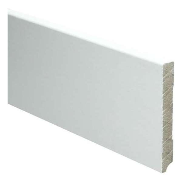 Hoge plinten - MDF - Moderne plint 120x18 mm - Wit - Voorgelakt - RAL 9016 - Per stuk 2,4m Hoge plinten - MDF - Moderne plint 120x18 mm - Wit - Voorgelakt - RAL 9016 - Per stuk 2,4m