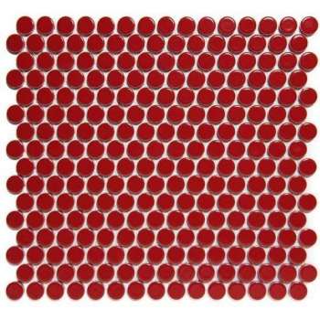 The Mosaic Factory Venice Pennyround mozaïektegel 1.9x0.5cm wandtegel voor binnen en buiten Rond Keramiek Rood