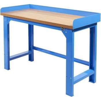 Datona® Werkbank PRO - eiken werkblad - legbord - 150 cm -  Blauw