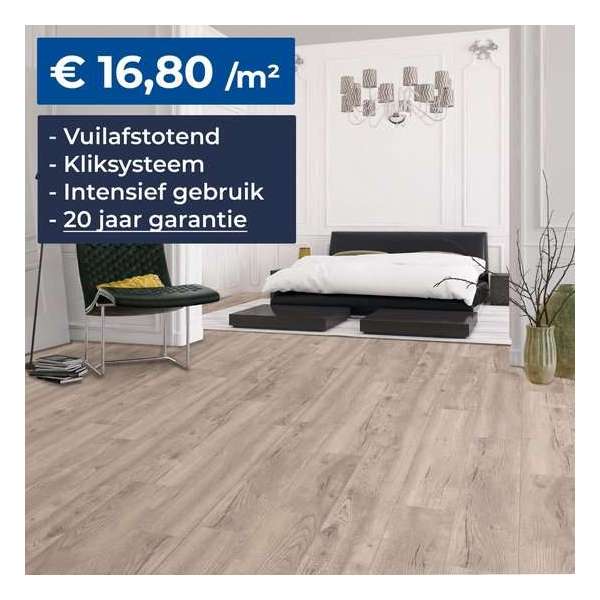 HDM Homebrand Laminaat - Finesse Beige Oak - Vloer - Kliksysteem – Embossed - 8mm – V-groef - 20 Jaar Garantie HDM Homebrand Laminaat - Finesse Beige Oak - Vloer - Kliksysteem – Embossed - 8mm – V-groef - 20 Jaar Garantie