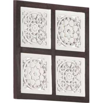 vidaXL Wandpaneel handgesneden 40x40x1.5 cm MDF bruin en wit
