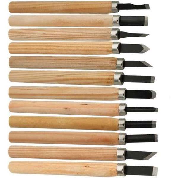 Houtbewerking - Houtsnijmes - Houtbewerking gereedschap - 12-delige set Houtbewerking - Houtsnijmes - Houtbewerking gereedschap - 12-delige set