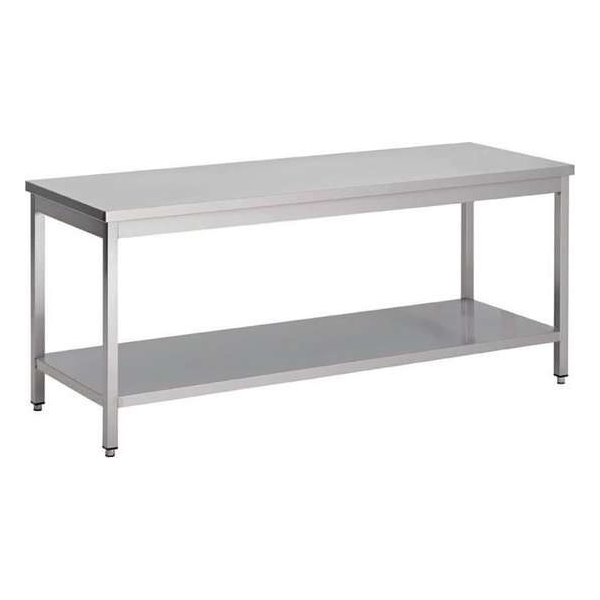 GastroRVS werktafel met onderblad 85x200x60cm GastroRVS werktafel met onderblad 85x200x60cm