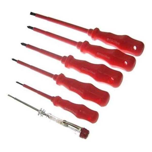6 Delige geïsoleerde CV Schroevendraaier set DIN hoogwaardige Magnetische elektro schroevendraaiers 6 Delige geïsoleerde CV Schroevendraaier set DIN hoogwaardige Magnetische elektro schroevendraaiers