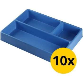 Datona® Vakverdeling met 3 compartimenten - 10 stuks - Blauw
