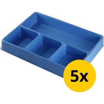 Datona® Vakverdeling met 4 compartimenten - 5 stuks - Blauw