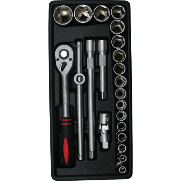 Hofftech Gevulde Gereedschapswagen-Tray Dopsleutelset 1/2" (22 Delig) Hofftech Gevulde Gereedschapswagen-Tray Dopsleutelset 1/2" (22 Delig)