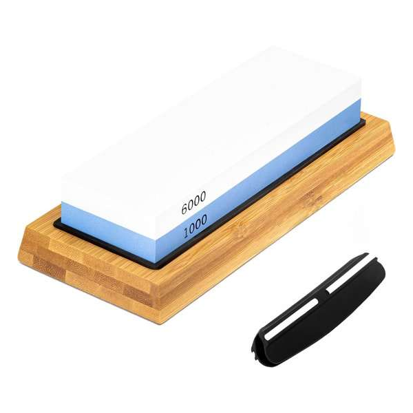 Latalis Pro Serie Slijpsteen 1000/6000 - Messenslijper - Wetsteen met anti-slip + Bamboeblok Latalis Pro Serie Slijpsteen 1000/6000 - Messenslijper - Wetsteen met anti-slip + Bamboeblok