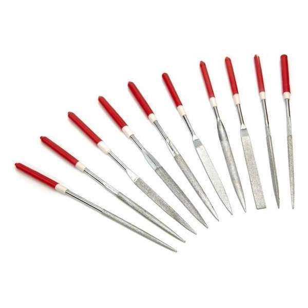 HBM 10 Delige 4 x 160 mm. Diamant Vijlenset HBM 10 Delige 4 x 160 mm. Diamant Vijlenset