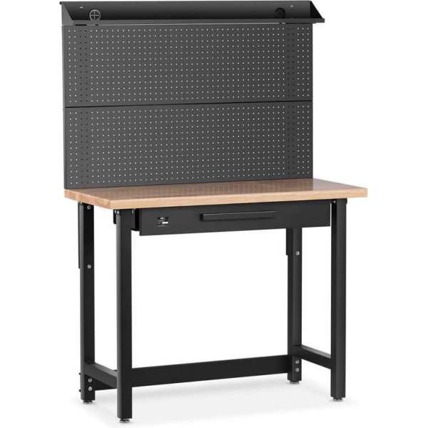 MSW Werkbank - 155 x 51 cm - in hoogte verstelbaar 95-176 cm - 680 kg - met lade en geperforeerde wand MSW Werkbank - 155 x 51 cm - in hoogte verstelbaar 95-176 cm - 680 kg - met lade en geperforeerde wand