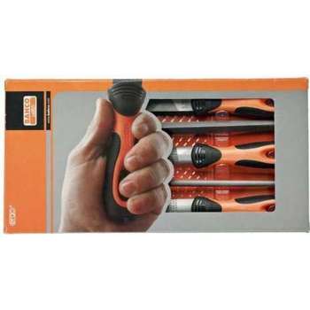 Bahco Vijlenset 10 inch halfzoet met hecht 5 delig