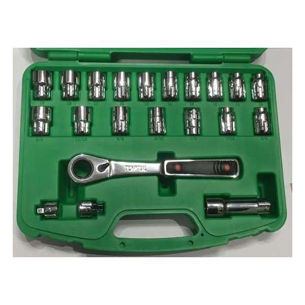 Doppenset doorlopend metrisch en inch maten Doppenset doorlopend metrisch en inch maten