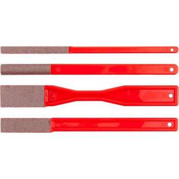 KGS PRO Diamant-handvijlen, 4 stuks (combinatie-set van 4 verschillende vormen, Rood (grit 200))