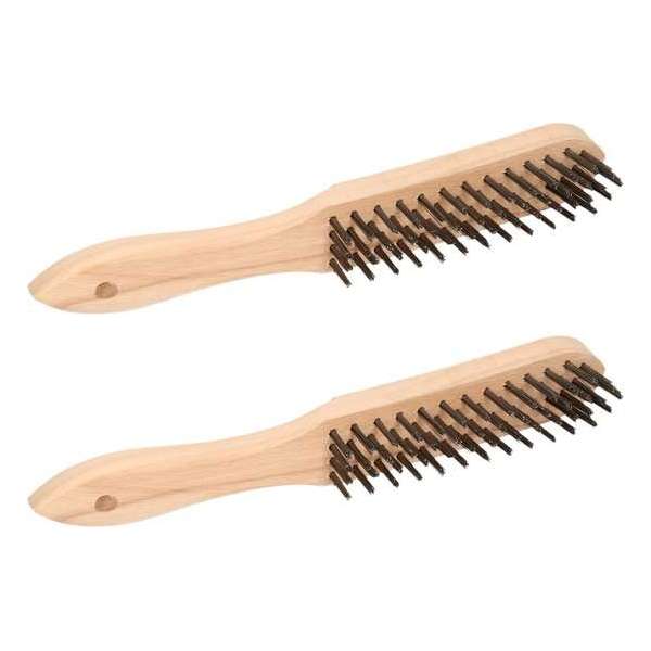 2x stuks staalborstels met 4 rijen stalen haren 28 cm - Schoonmaakborstels/draadborstels/roestborstels 2x stuks staalborstels met 4 rijen stalen haren 28 cm - Schoonmaakborstels/draadborstels/roestborstels