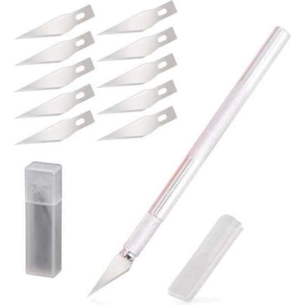 Scalpel Set Inclusief 10 Extra Mesjes - Hobbymes Scalpelmes Precisiemes Scalpel Set Inclusief 10 Extra Mesjes - Hobbymes Scalpelmes Precisiemes