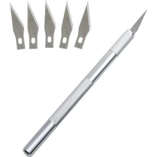 Scalpel mes met 5 extra mesbladen - Scalpelmes - Penmes - Hobbymes - Snijmes - Chirurgisch mes - Precisie mes - 7 delig Scalpel mes met 5 extra mesbladen - Scalpelmes - Penmes - Hobbymes - Snijmes - Chirurgisch mes - Precisie mes - 7 delig