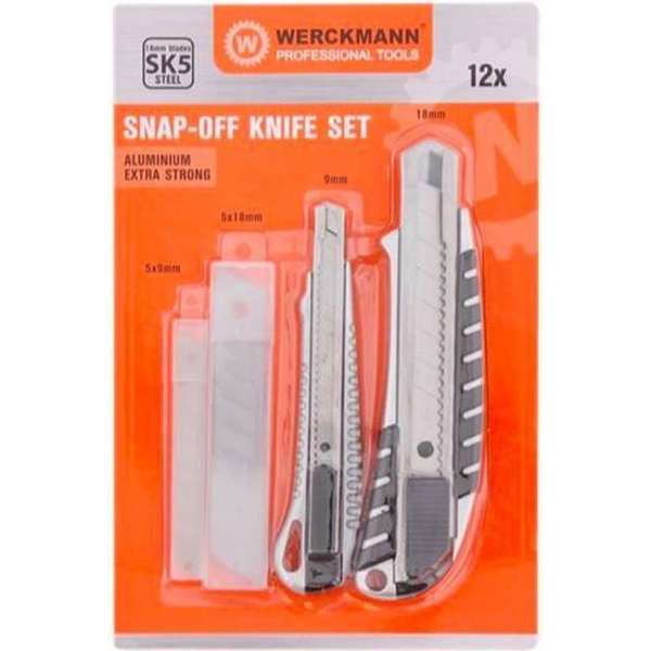 Werckmann Afbreekmessen Set / Stanley Messen Set / 9mm & 18 mm / Extra messen Werckmann Afbreekmessen Set / Stanley Messen Set / 9mm & 18 mm / Extra messen