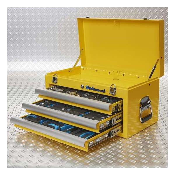 Datona® Gereedschapskist drie lades - 3 lades gevuld - Geel Datona® Gereedschapskist drie lades - 3 lades gevuld - Geel