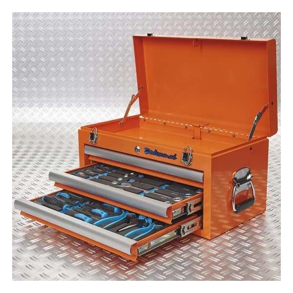 Datona® - Gereedschapskist - Drie Lades - 2 Lades Gevuld - Oranje