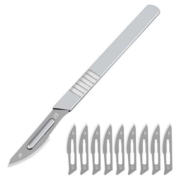Scalpel - Hobbymes - Scalpel mesjes - Roestvrijstaal Hobbymes - Precisie Gereedschap - Met 10 mesjes - Zilver - Model 2 Scalpel - Hobbymes - Scalpel mesjes - Roestvrijstaal Hobbymes - Precisie Gereedschap - Met 10 mesjes - Zilver - Model 2