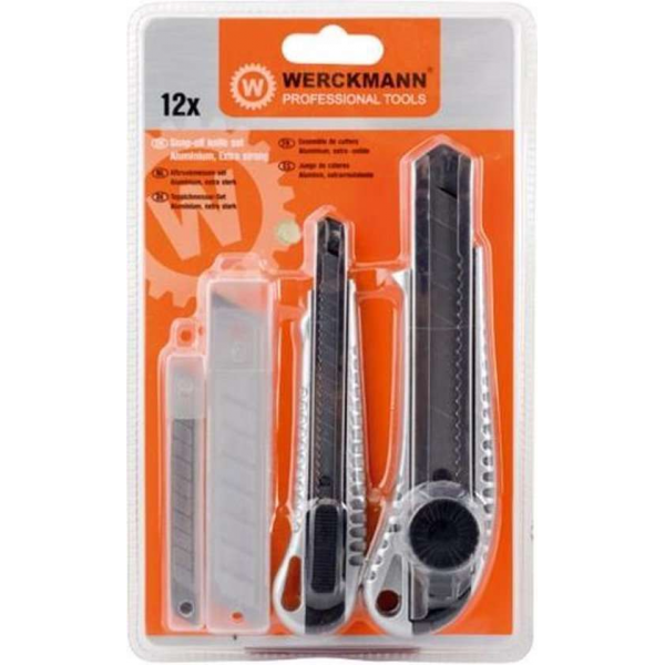 Werckmann afbreekmessen set - Aluminium 9mm + 18mm - Afbreekmes - Set Werckmann afbreekmessen set - Aluminium 9mm + 18mm - Afbreekmes - Set