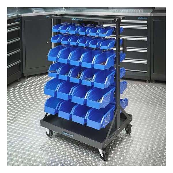 Datona® Verrijdbaar opbergsysteem met 60 voorraadbakken Datona® Verrijdbaar opbergsysteem met 60 voorraadbakken