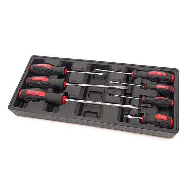 HBM 7 Delige Platte Schroevendraaierset Inlay voor HBM Gereedschapswagen HBM 7 Delige Platte Schroevendraaierset Inlay voor HBM Gereedschapswagen