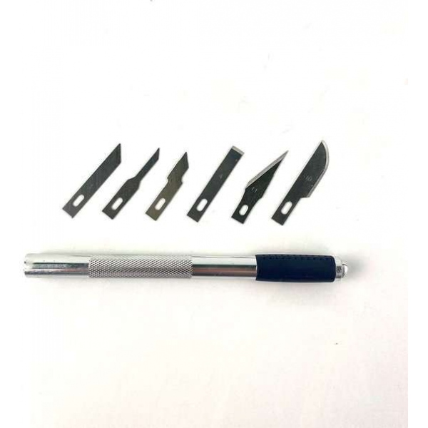 WDMT™Hobby Mes Precisie | Scalpelmes mesjes | Hobby mes | Precisie Gereedschap | 6 delig - Zilver WDMT™Hobby Mes Precisie | Scalpelmes mesjes | Hobby mes | Precisie Gereedschap | 6 delig - Zilver