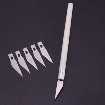 Plastic Hobby Mesje Precisie - Scalpel mes mesjes - Hobby mes - Precisie Gereedschap - Met 5 gratis mesjes - Wit
