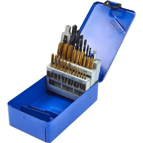 29 Delige Tapset M3 - M12 - inclusief Boren en Wringijzer 29 Delige Tapset M3 - M12 - inclusief Boren en Wringijzer