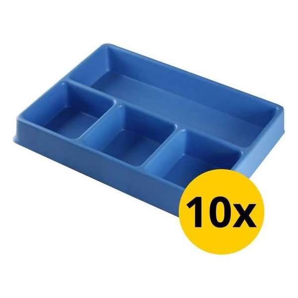 Datona® Vakverdeling met 4 compartimenten - 10 stuks - Blauw Datona® Vakverdeling met 4 compartimenten - 10 stuks - Blauw