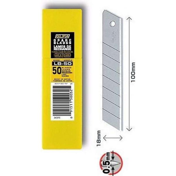 Olfa LB50 Heavy-Duty Stainless Steel reserve afbreekmessen 50 stuks Olfa LB50 Heavy-Duty Stainless Steel reserve afbreekmessen 50 stuks