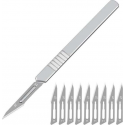 Scalpel - Hobbymes - Scalpel mesjes - Roestvrijstaal Hobbymes - Precisie Gereedschap - Met 10 mesjes - Zilver - Model 1