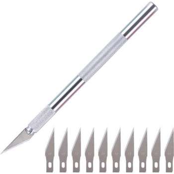 Scalpel - Hobbymes - Scalpel mesjes - Roestvrijstaal Hobbymes - Precisie Gereedschap - Met 10 gratis mesjes - Zilver