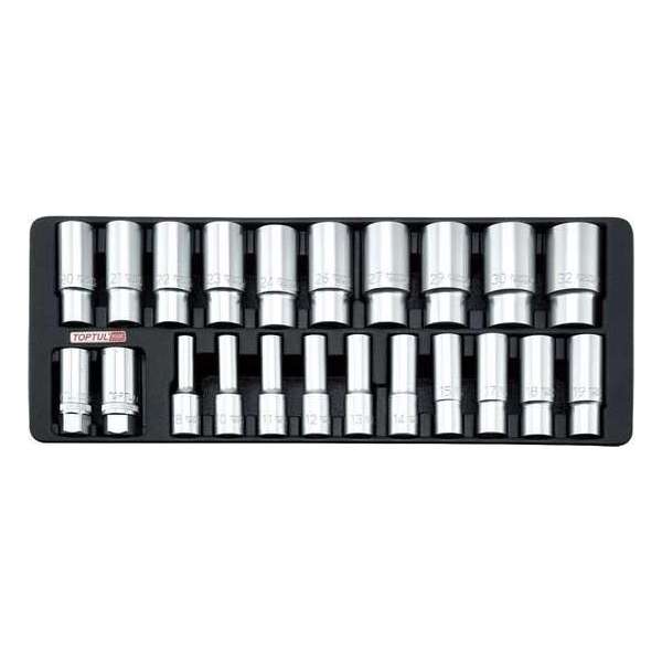 Inleg plastic 1/2 aandrijving lange doppen 8-32mm + bougiedoppen16,21mm Inleg plastic 1/2 aandrijving lange doppen 8-32mm + bougiedoppen16,21mm