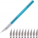Scalpel - Hobbymes - Scalpel mesjes - Roestvrijstaal Hobbymes - Precisie Gereedschap - Met 10 gratis mesjes - Blauw