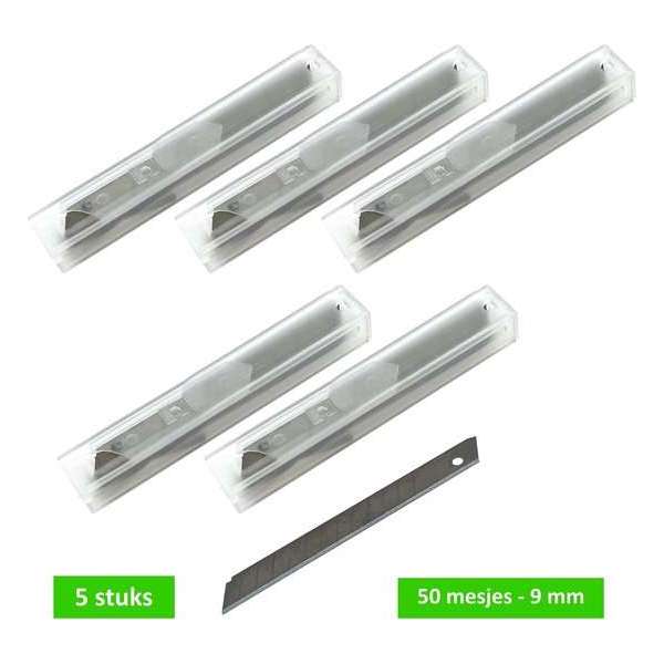 Steelwood Afbreekmes - Staal - 9 mm - Navulling 10 stuks - In houder - 5 verpakkingen Steelwood Afbreekmes - Staal - 9 mm - Navulling 10 stuks - In houder - 5 verpakkingen