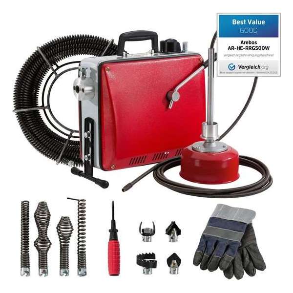AREBOS Buisreinigingsapparaat - Pijpreiniger Machineafvoerreiniger - 500W - Rood Pijp AREBOS Buisreinigingsapparaat - Pijpreiniger Machineafvoerreiniger - 500W - Rood Pijp