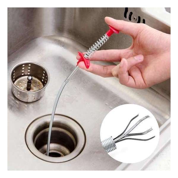 Ontstoppingsveer RVS - Gootstenen en leidingen - 60 cm lang Ontstoppingsveer RVS - Gootstenen en leidingen - 60 cm lang